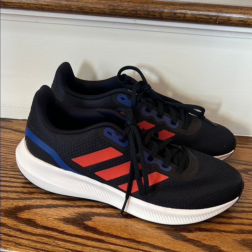 Adidas Men's Navy Blue and Red Running Sneakers - Picture 6 of 9